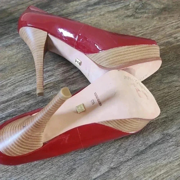 Pour La Victoire Red Patent Peeptoe Platform Pumps 9.5 Nwot - Picture 5 of 8